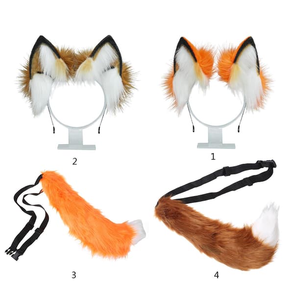 Fluffy dyreører hale lodne cosplay hodeplagg håndlaget Halloween hodeplagg（2）
