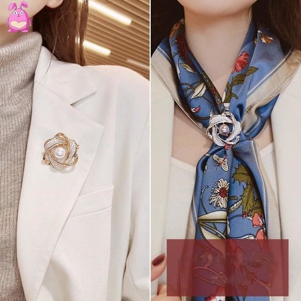 Reversnål til mænds jakkesæt broche ring spænde tørklæde alsidig clip clip rhinestone tørklæde broche (sølv one size)（Gratis størrelse，Sølv）