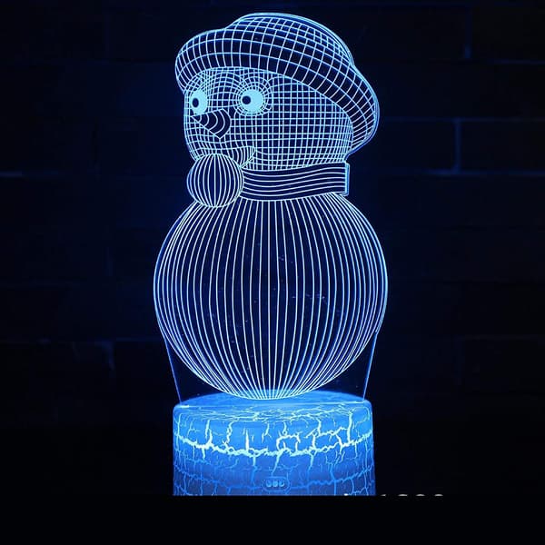 3D Illusion Lamp Led Nattljus Jul Snögubbe, 16 Färger Ändra Touch Switch Usb Tabl