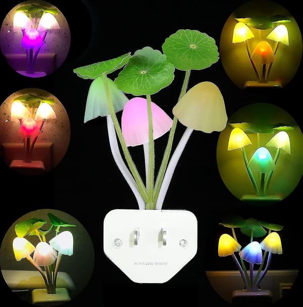 Nattlampa med LED-sensor, söt svampnattlampa med smart sensor
