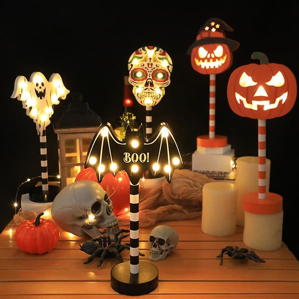 Led Ghosts Shape Halloween Lampe Flyttbar Lysende Lampe Dekorasjon For Holloween（Bat）