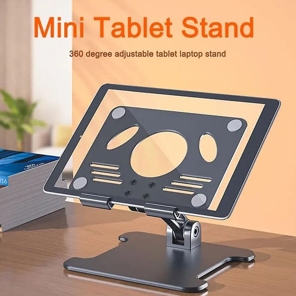 Metallplatta Stativ Justerbar Universell Tablet Skrivbordsställ Fällbar（Svart）