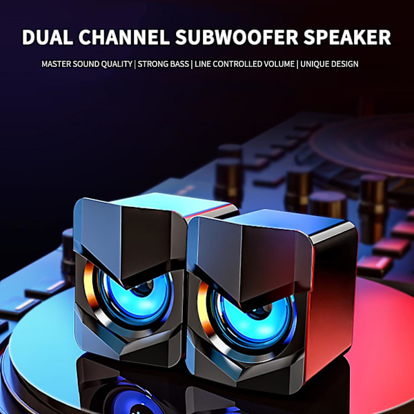 Liten USB-multimediahögtalare med överviktig subwoofer (svart)