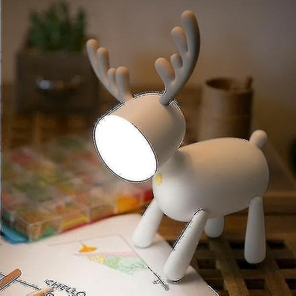 Nattlys Ambient Belysning LED Hjortelys Barn Bordlampe Hvit
