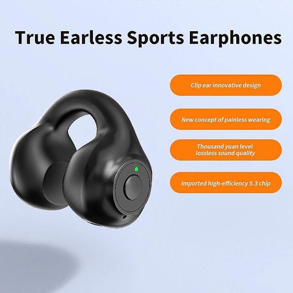 Kivuton käyttää yhden korvan korvaklipsikuuloke avoin korva ei korvassa Bluetooth 5.3 urheilukuulokkeet mikrofonilla melunvaimennus Hifi-ääni korvakoukut