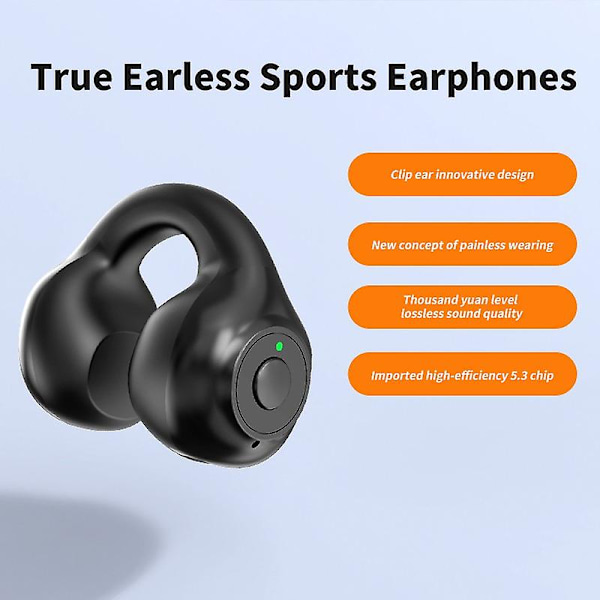 Smärtfri att bära enkel öronklämma öronsnäcka öppet öra inte i örat Bluetooth 5.3 sport headset med mikrofon brusreducerande Hifi ljud öronsnäcka