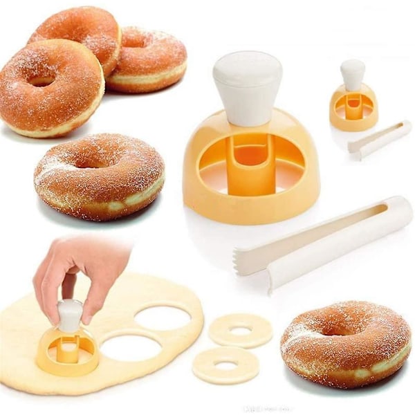 2-pack set med donut-formare, 3 tum, runda kakformar för bakning av donuts, formverktyg i plast med doppningsklämma