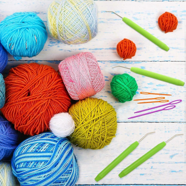 12 Set Loom Knit Hook Virka Virknålar med Plastnålar Stora Ögon Syverktyg för Knifty Stickning Stickare Hantverk
