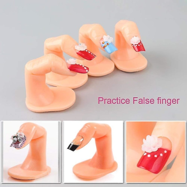 Träning Finger Nail Art Träning Finger Plast Fake Fingers Med Naglar För Hand Nail Art Training Display Dekorationsverktyg (10 st)