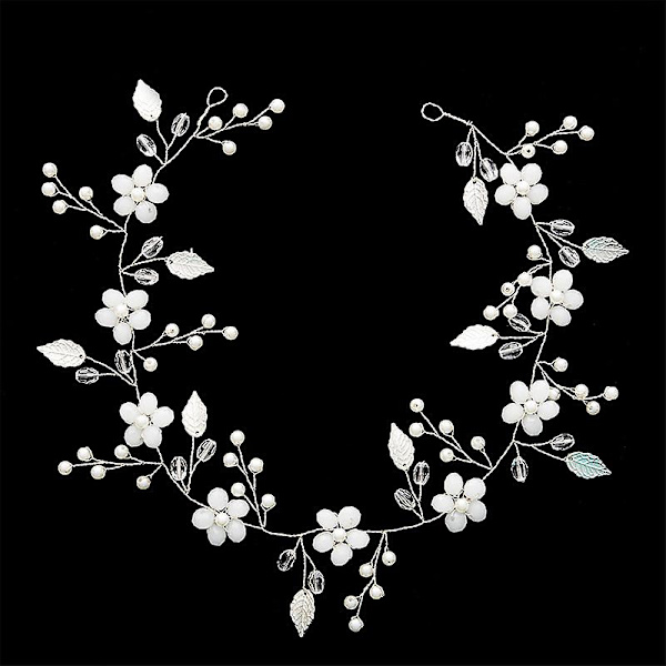 Dww-Hand-woven vit blomma choker, blomma halsband, bröllop tiara bröllop smycken