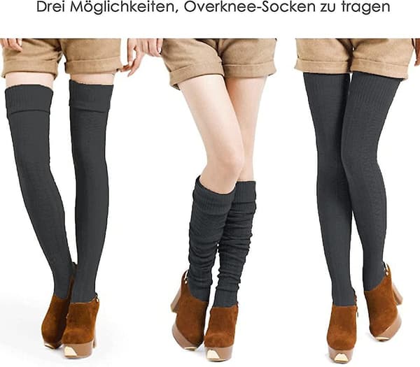 Strikkede knestrømper kvinner overkne strømper overkne strømper lårhøye strømper Heilwiy gave