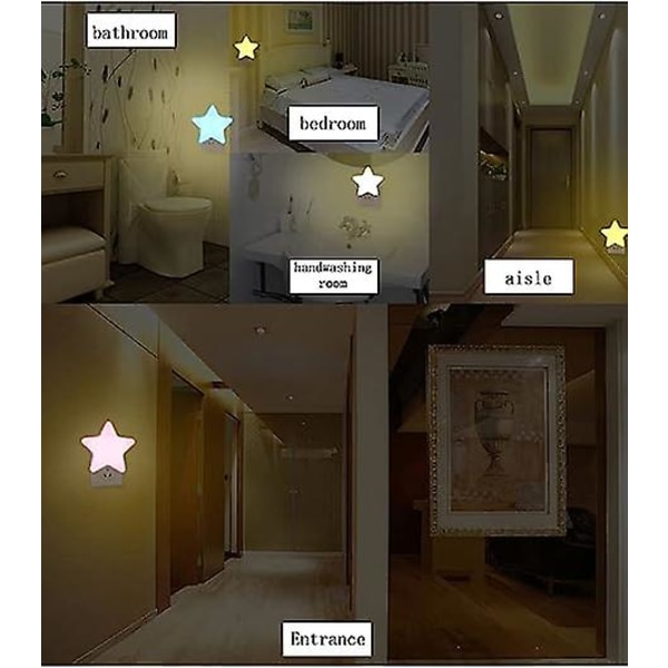 Dww-(Rosa) Stjärnhimmelsnattlampa, energibesparande LED-nattlampa för barn, nattlampa med stickkontakt, nattlampa med ljussensor, smart nattlampa,