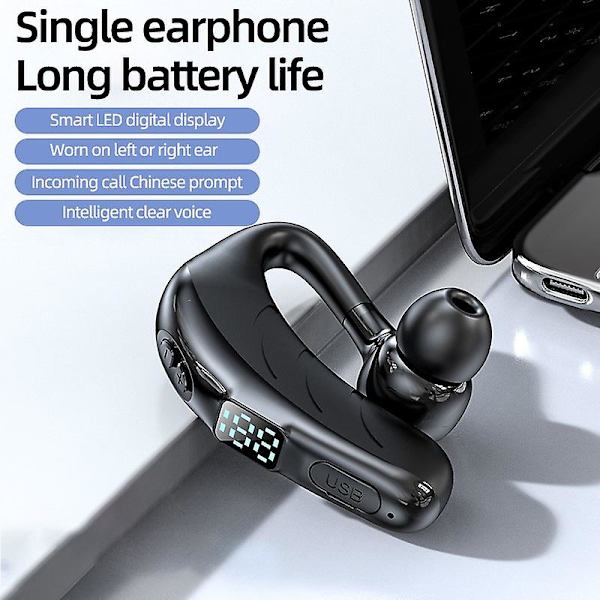 Bluetooth 5.2-headset trådlöst affärs-hörlursheadset LED-display bil affärshandsfree-telefonheadset med mikrofon körningsmötesheadset