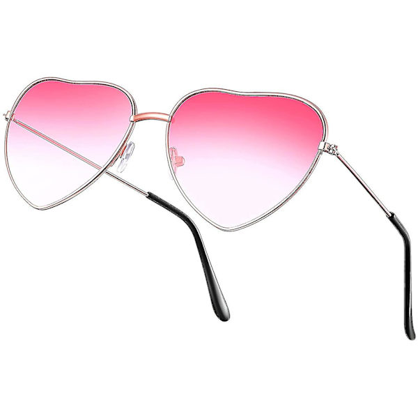 Hjerteformede solbriller 70-talls solbriller Tynn metallram Hippie solbriller for Hippie