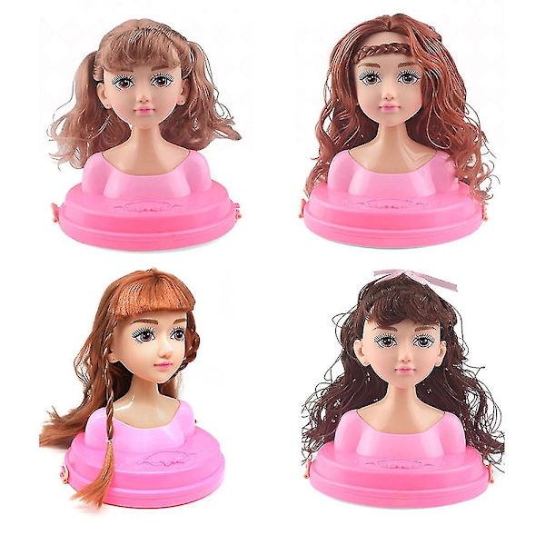 Barn dockor styling huvud smink kam hår leksak docka set låtsas lek prinsessa klä upp lek leksaker för små flickor smink lärande idealisk present（stil 8）