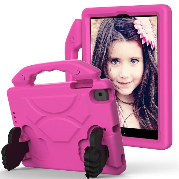 Ipad Mini 1/2/3/4/5 case, Anti-tumm Barnvänligt sött case med greppställ för Amazon Kindle Ipad Mini 1/2/3/4/5 surfplatta för barn (rosaröd)