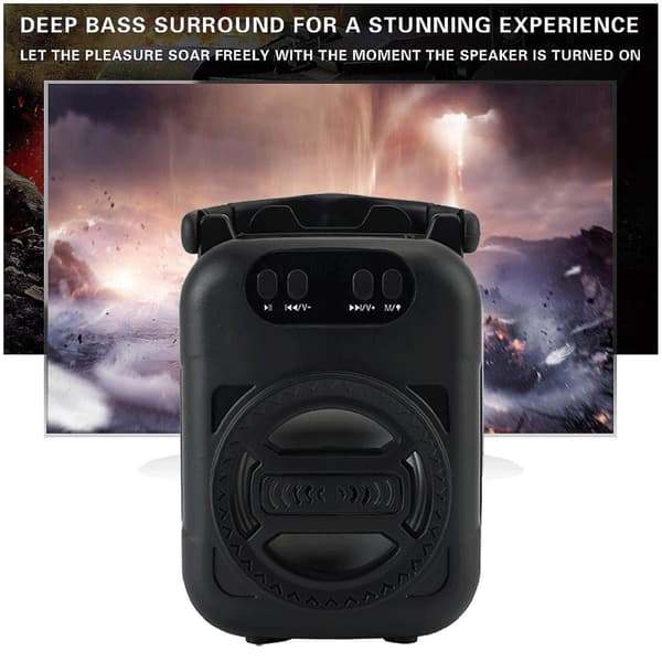 Udendørs bærbar Bluetooth-højttaler med dobbelt subwoofer-bas (sort)