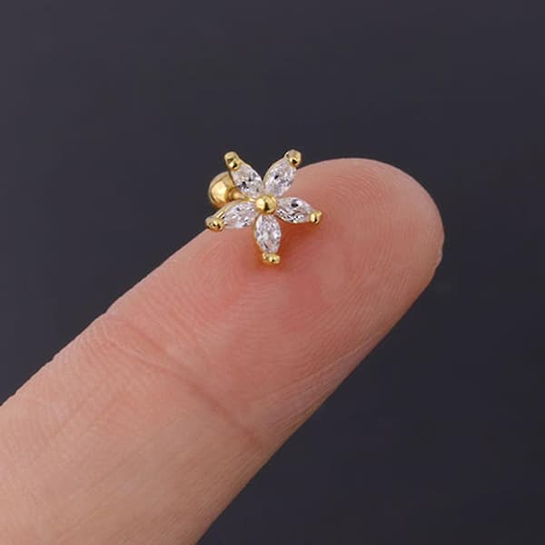 Mini Populære Farverige Zirkon Daisy Blomster Øreringe Rustfrit Stål（6）