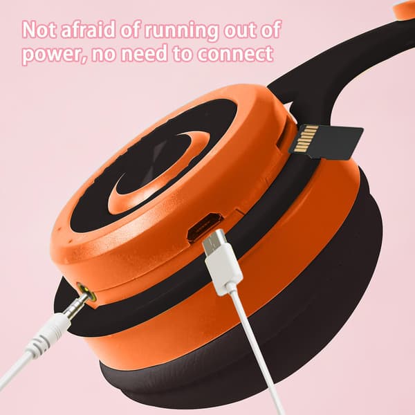 Nyt Bluetooth-headset til mobiltelefon og computer - Universal foldbart til børn - Trådløs Bluetooth (orange)