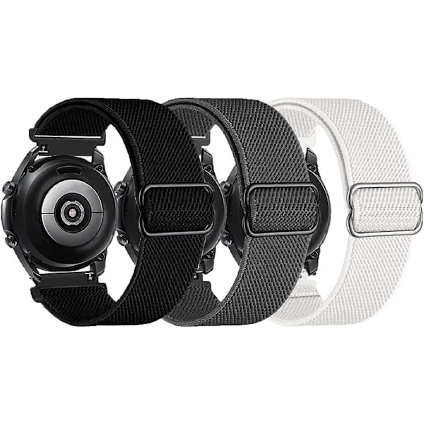 3-pack Stretchade Nylonarmband Kompatibla med Samsung Galaxy Watch 3 45mm/ Galaxy Watch 46mm/ Gear S3 Frontier/Classic, 22mm Sport Loop Andningsbart