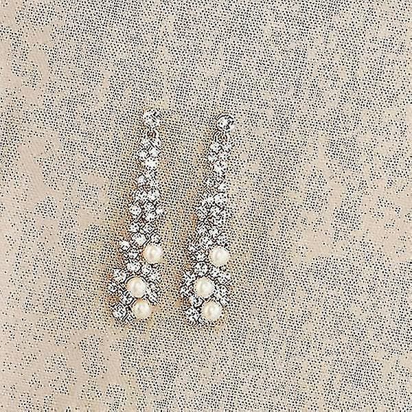 Mote Kvinner Lang Dråpe Dangle Ørepynt Rhinestone Faux Pearl Decor Øre Smykker
