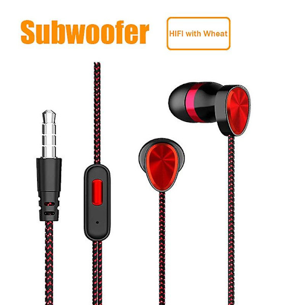 9d Stereo Hifi-øretelefoner 3,5 mm flettet kablet headset sport løpehodetelefoner med mikrofon for telefoner datamaskiner nettbrett Mp3