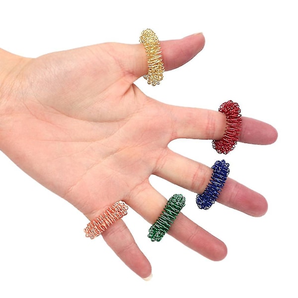 6 st spikiga sensoriska fingerringar Fingerakupressur Massageringar Lindra stress Återanvändbar Mini Finger Massager