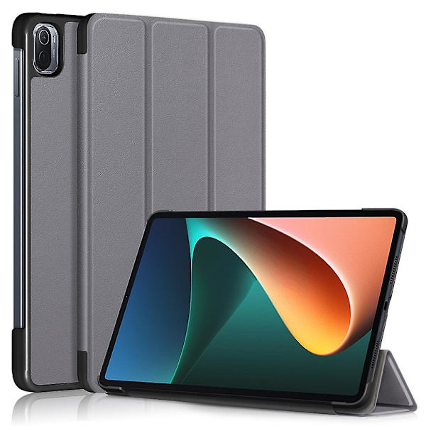 Premium Stativ Auto Wake/Sleep Ultra Slim Smart Case Cover med for Xiaomi Pad 5 Pro（Style C Xiaomi Pad 5 Pro，Grå）