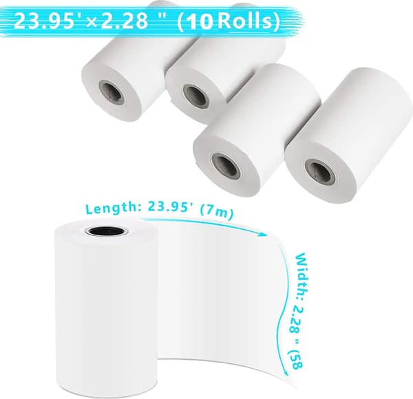 Termopapper för Direktkameror, 10 Rullar Refill-papper, Vitt