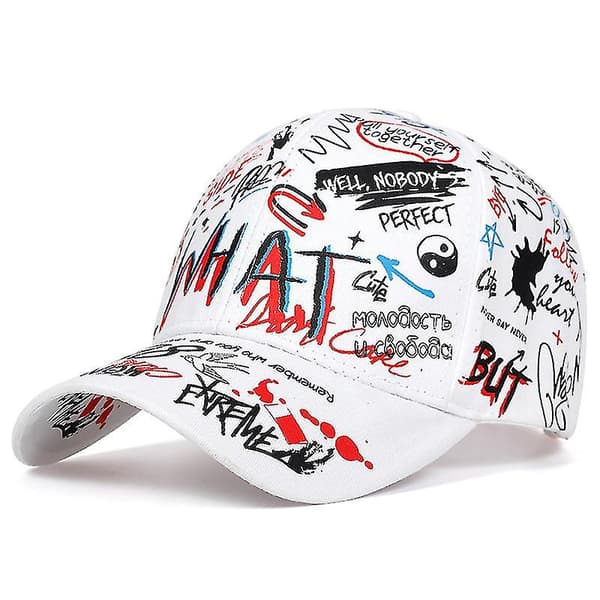 Graffiti Hiphop Hipster Baseball Cap Cool Style Baseball Cap Multi-farve Valgfri（Hvid）
