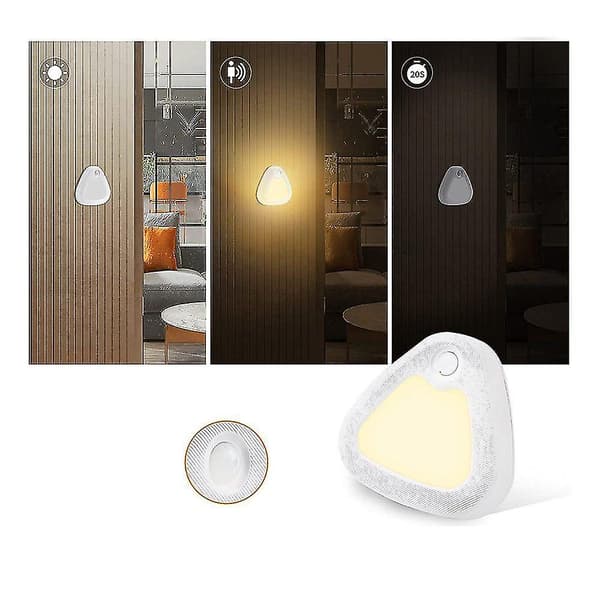 LED-nattlampa med rörelsesensor och skymningssensor, triangulär garderobsbelysning för barnrum, sovrum, hall, toalett (2-pack)