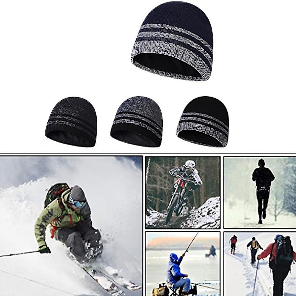 W Beanie Hat Varm Strikket Manchet Almindelig Toboggan Cap