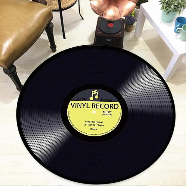 Rund Golvmatta Vinyl Skiva Matta Sovrum Matta Mode Dekorativ Matta (D)