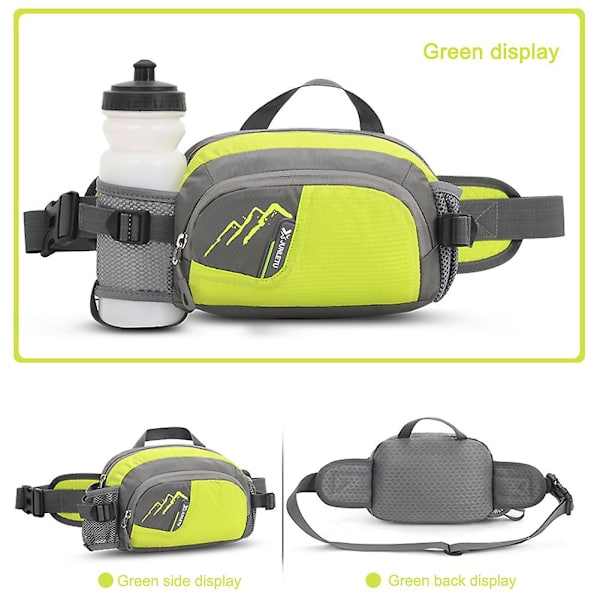 Fanny Pack -juoksuvyölaukku puhelimen pidikkeellä ja pullotelineellä - vedenpitävä pyöräilyyn, juoksuun, patikointiin, nesteytykseen ja hölkkään