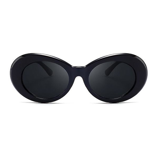 Sorte store runde retro solbriller sorte glas sorte