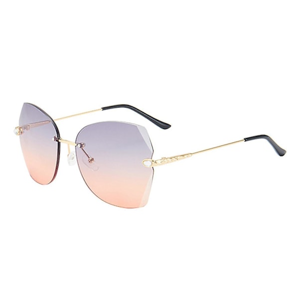 Ramfria solglasögon för kvinnor med diamantslipning utan ram, stora bågar, marina solglasögon----guldram övre lila rosa bordtxq-sg1870