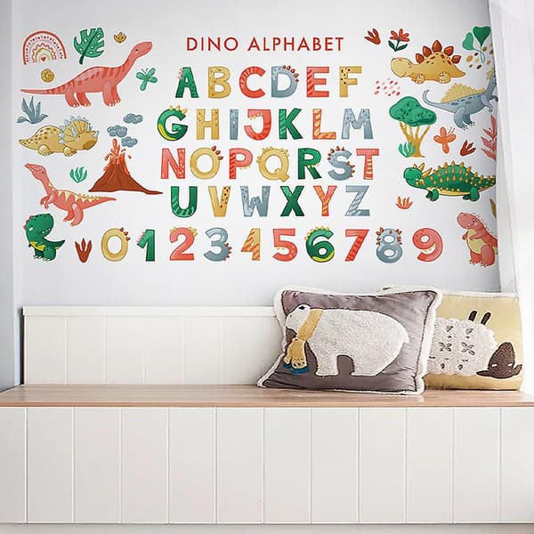 Dinosaurusten kirjaimet numerot seinätarrat seinätarrasarja