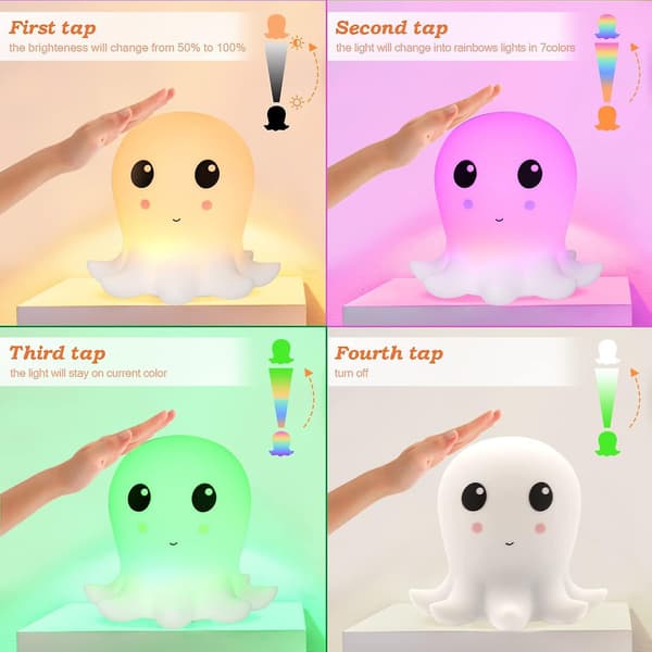 Led nattelys, baby nattelys til børn dæmpbar touch multifarvet sød blæksprutte søvn