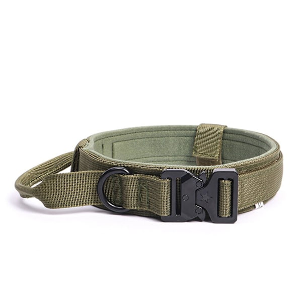 Military Training Dog Collar - Safe Adjustable and Comfortable for Medium to Large Dogs - Green - L Size (42-54cm / 16.5-21.3in)