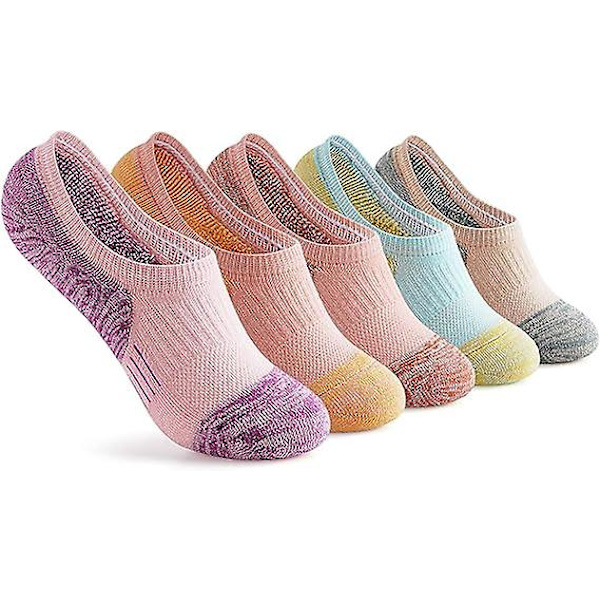 Damstrumpor No Show Athletic Ankle Socks Cushioned Running Low Cut 5 Par/Storlek:5-8/Färg: Flerfärgad 1