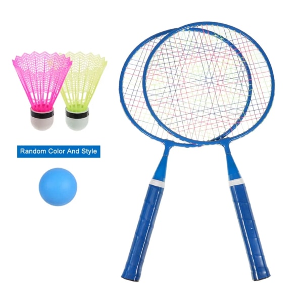 2st badmintonracket set med 3 bollar och 1 bärväska, utomhussport blå