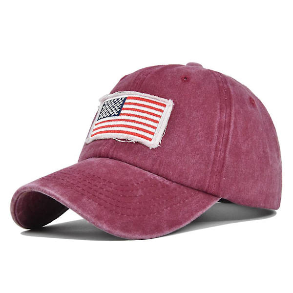 Vintage-tyyliä oleva amerikkalaisen lipun brodeerattu baseball-lippis, brodeerattu lippis, pesty kulunut aurinkolippalakki, kaareva lierihattu