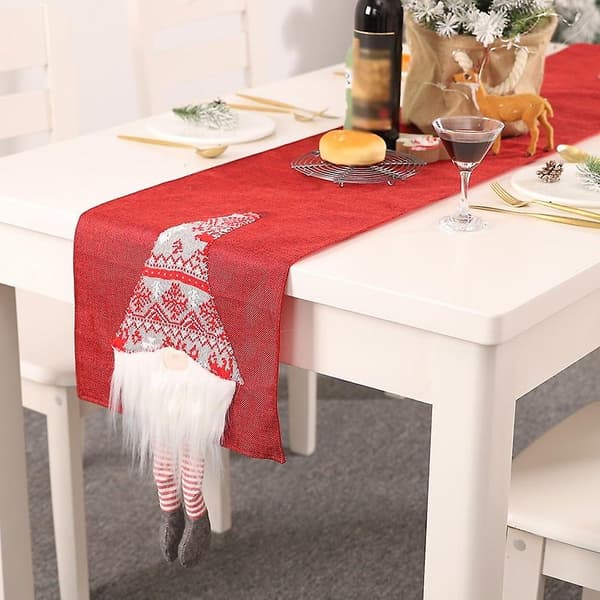 Rektangulär Linnebordlöpare för Julbord Dekoration Röd 33 X 180 Cm-a