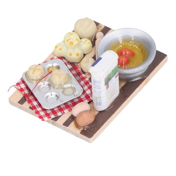 1:12 Dockhuskökstillbehör Set Mjölk Ägg Bröd Disk Dockhustillbehör för Barn