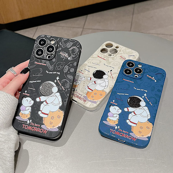 Sött skal till iPhone 13, Cool tecknad rymdastronaut planet mån design snygg mjuk TPU stötdämpande halkfri skyddande trendigt skal (iphone 1