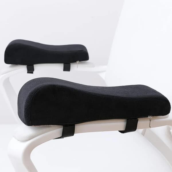 2 stk ergonomiske armlæn, memory foam albuepude, sort/grå
