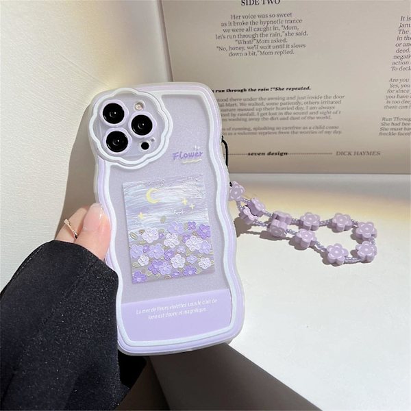 Kompatibel med Iphone 11 Pro Max Skal med Söt Lila Blomma Blommigt Mönster Design Estetisk Kvinna Tonåringar Flickor Blomma Objektivskydd Skal för Iphone