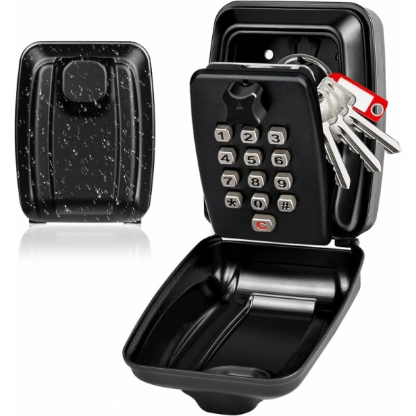 Nøgleboks, stor sikker udendørs nøgleboks med 12-cifret kode, vandtæt vægmonteret nøgleboks, sikker opbevaring, nøgleboks med kombination