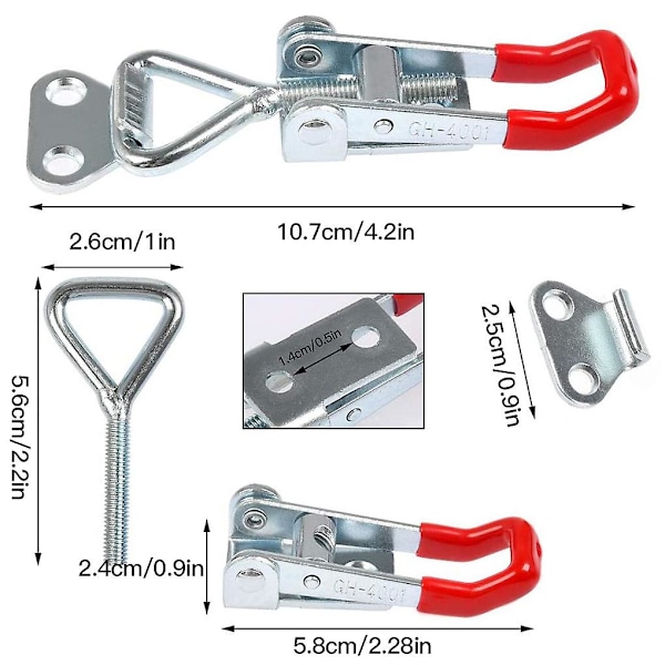 8 ställbara justerbara spärrklämmor Gh4001 165 kg/363,7 lbs kvarhållningskapacitet för snabb fixering och åtdragning