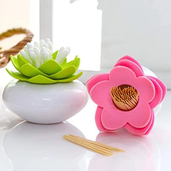 Bomullspinne Förvaring Tandpetshållare Bomullspinnehållare, 8,1 x 8,4 cm